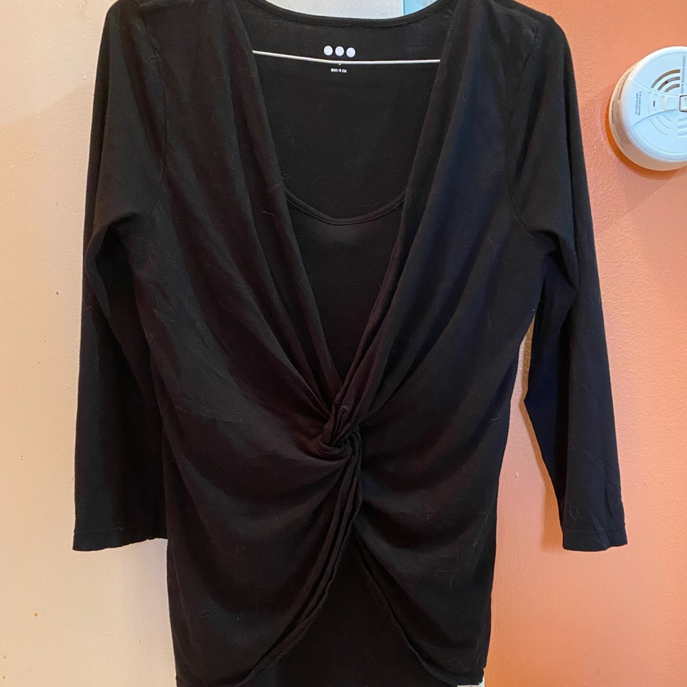 Three Dots black twist top 3/4 sleeve - Picture 8 of 8